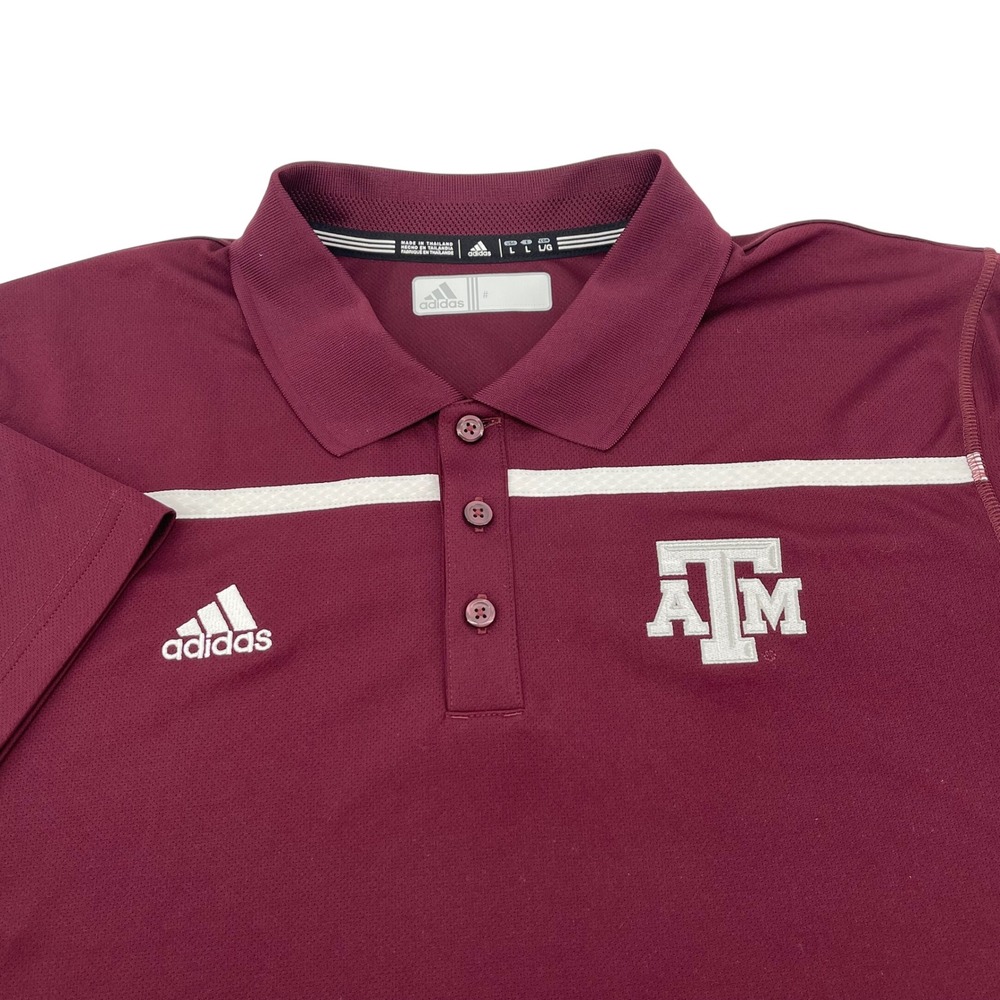 Adidas Texas A&M Aggies Mens Maroon Climalite Coaches Polo Shirt L 1866A NEW